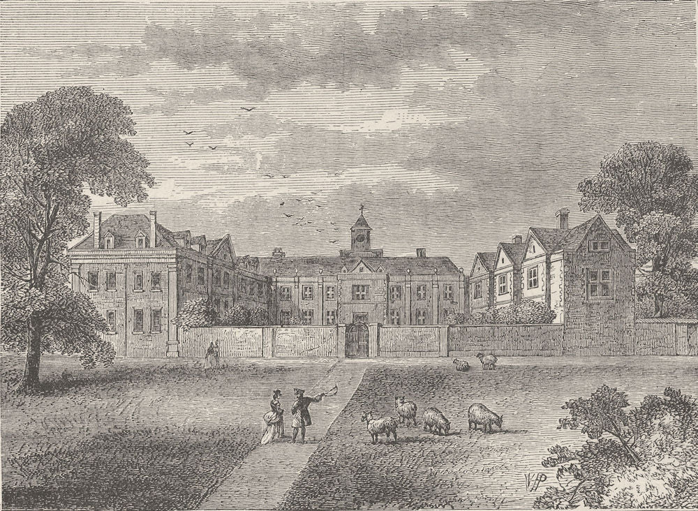 DULWICH. Dulwich College in 1790. London c1880 old antique print picture